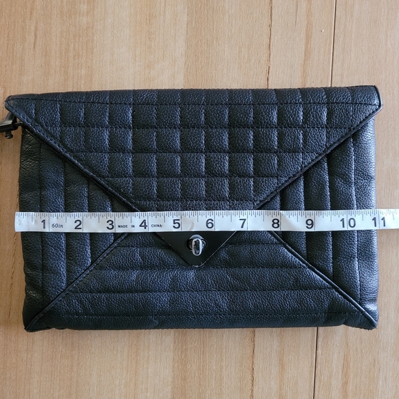 L.A.M.B. Clutch Black Leather Envelope Bag Wristlet Quilted